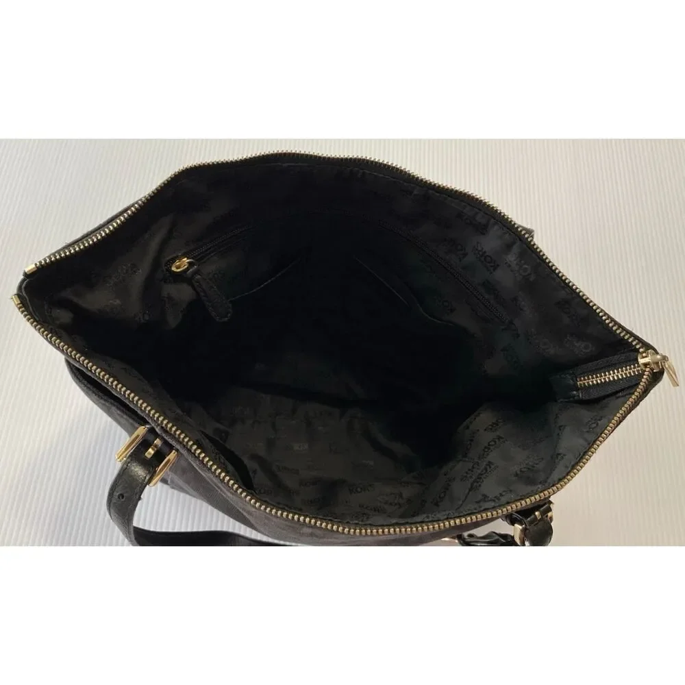 Michael Kors Jet Set Black Signature MK Tote Handbag Shoulder Purse Bag